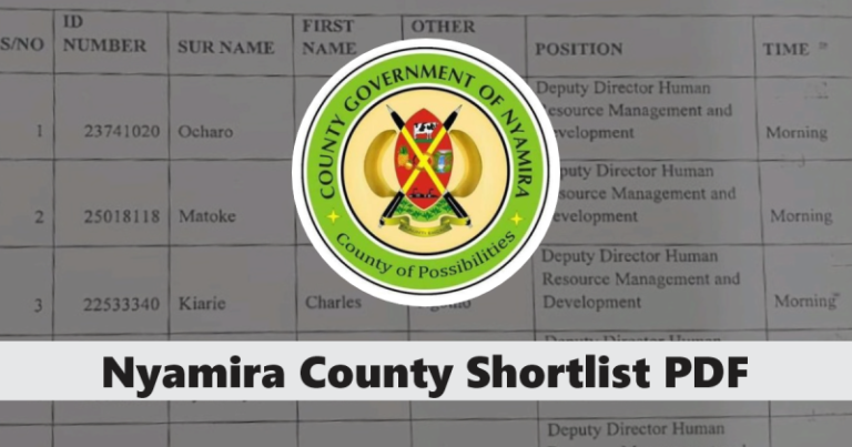 Nyamira County Jobs Shortlisted Candidates 2024 Pdf Release Date