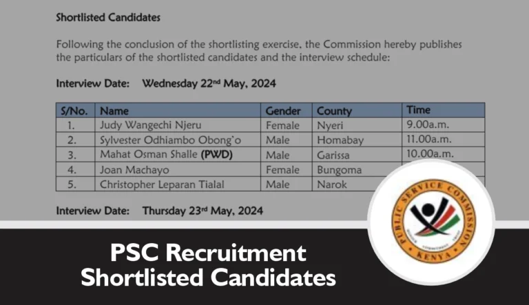 PSC Shortlisted Candidates 2024 Recruitment List Pdf is Out