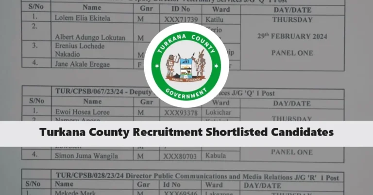 Turkana County Scholarship Shortlisted Candidates 2024 PDF