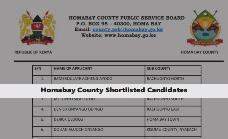 Homabay County Shortlisted Candidates 2024 PDF Release Date