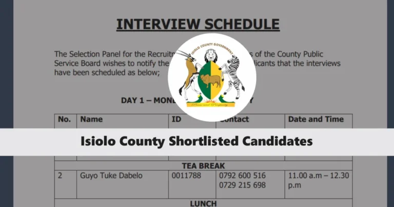 Isiolo County Shortlisted Candidates 2024/2025 PDF is Out