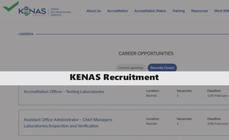 KENAS Recruitment 2024 Jobs/Vacancies Application Form Portal