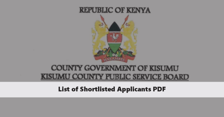 Kisumu County Shortlisted Candidates 2024 PDF Download List