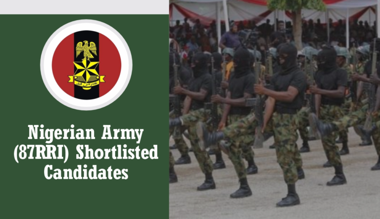 Nigerian Army Shortlisted Candidates (September 2024) 87RRI PDF