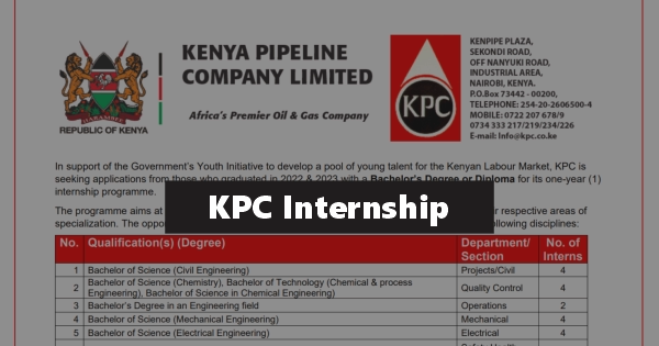 Kenya Pipeline Company Internship 2024/2025 KPC Vacancies Portal